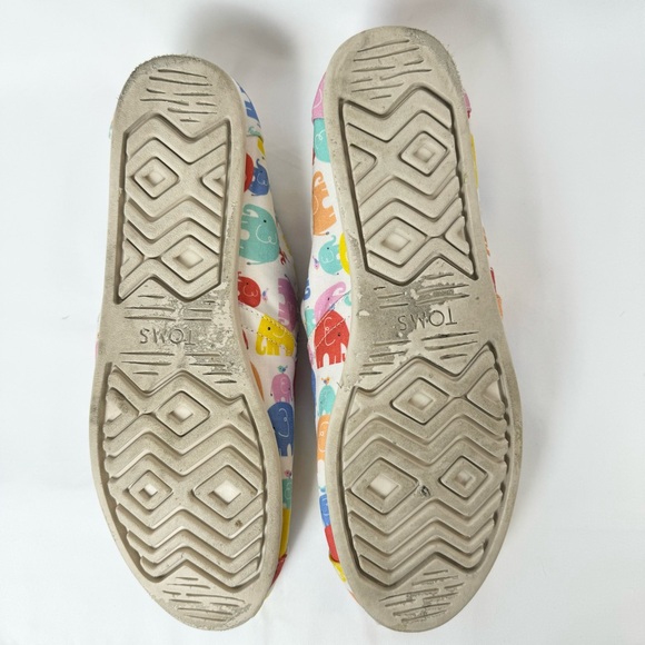 Toms shoes womens size 11 elephants elephant print pink teal yellow peach flats - Picture 8 of 8